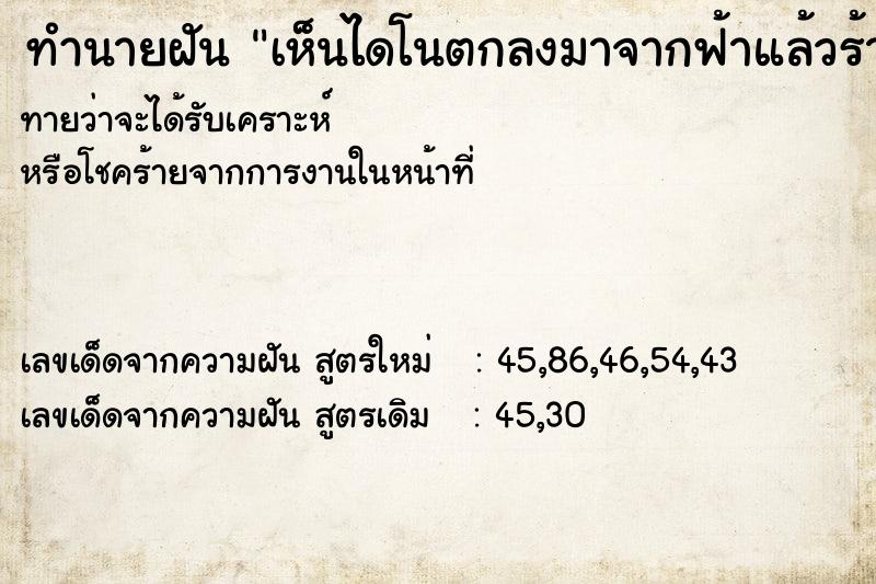 ทำนายฝันทำนายฝันเห็นไดโนตกลงมาจากฟ้าแล้วร้ายเรา