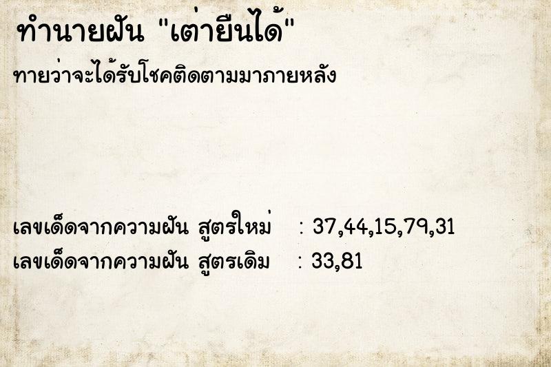 ทำนายฝันทำนายฝันเต่ายืนได้