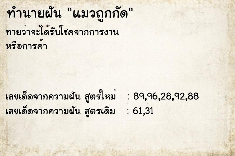 ทำนายฝันทำนายฝันแมวถูกกัด