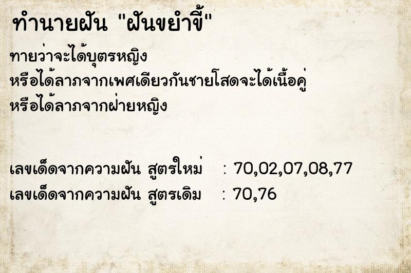ทำนายฝันทำนายฝันฝันขยำขี้