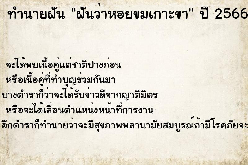 ทำนายฝัน ฝันว่าหอยขมเกาะขา ทำนายฝัน ฝันว่าหอยขมเกาะขา