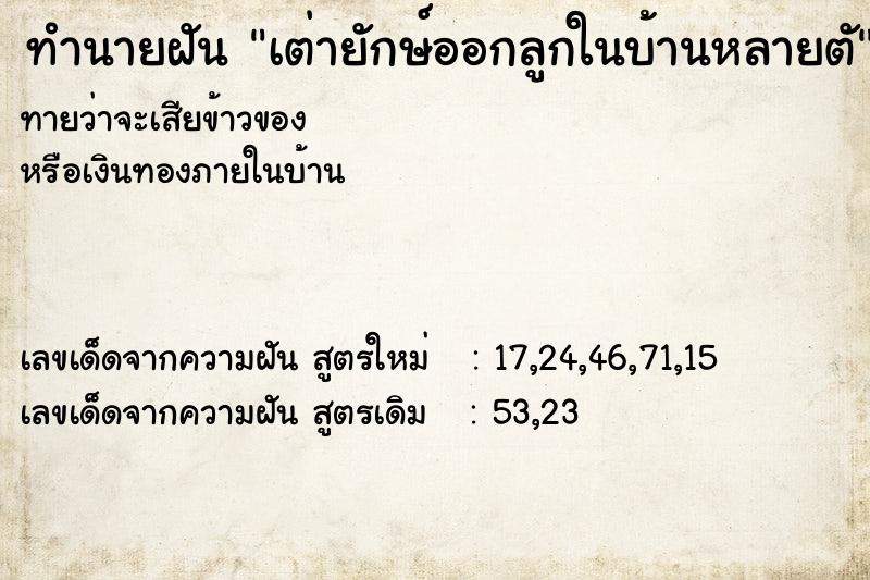 ทำนายฝันทำนายฝันเต่ายักษ์ออกลูกในบ้านหลายตั
