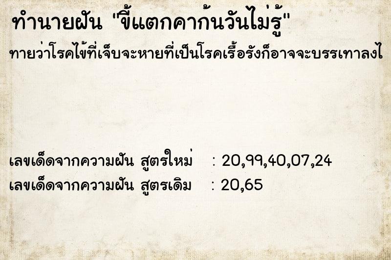 ทำนายฝันขี้แตกคาก้นวันไม่รู้ ทำนายฝันทำนายฝันขี้แตกคาก้นวันไม่รู้