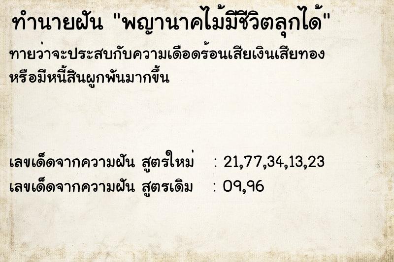 ทำนายฝันทำนายฝันพญานาคไม้มีชีวิตลุกได้