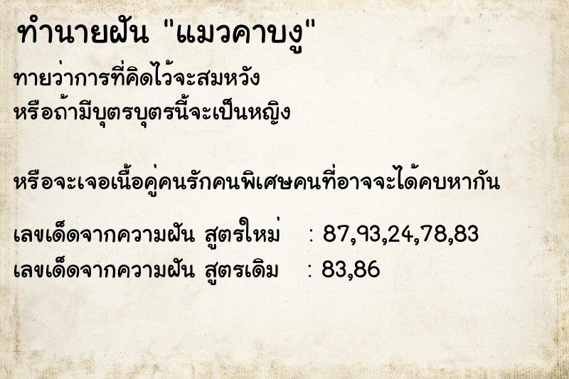 ทำนายฝันทำนายฝันแมวคาบงู