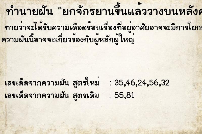 ทำนายฝันทำนายฝันยกจักรยานขึ้นแล้ววางบนหลังคารถตู้