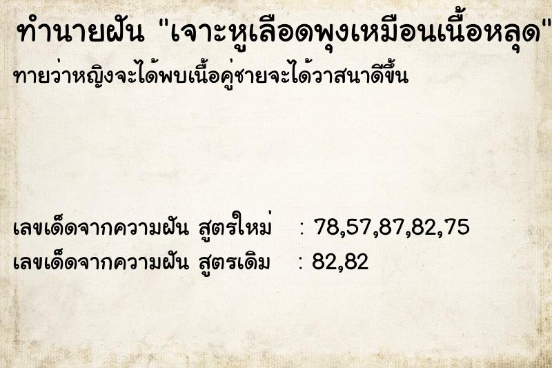 ทำนายฝันเจาะหูเลือดพุงเหมือนเนื้อหลุด ทำนายฝันทำนายฝันเจาะหูเลือดพุงเหมือนเนื้อหลุด