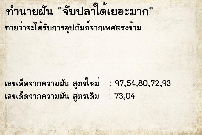 ทำนายฝันทำนายฝันจับปลาใด้เยอะมาก