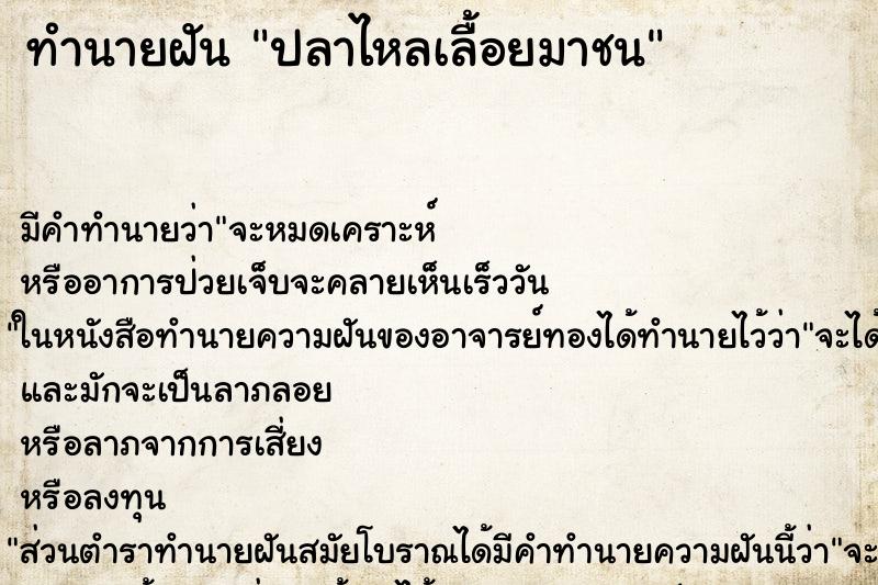 ทำนายฝันทำนายฝันปลาไหลเลื้อยมาชน
