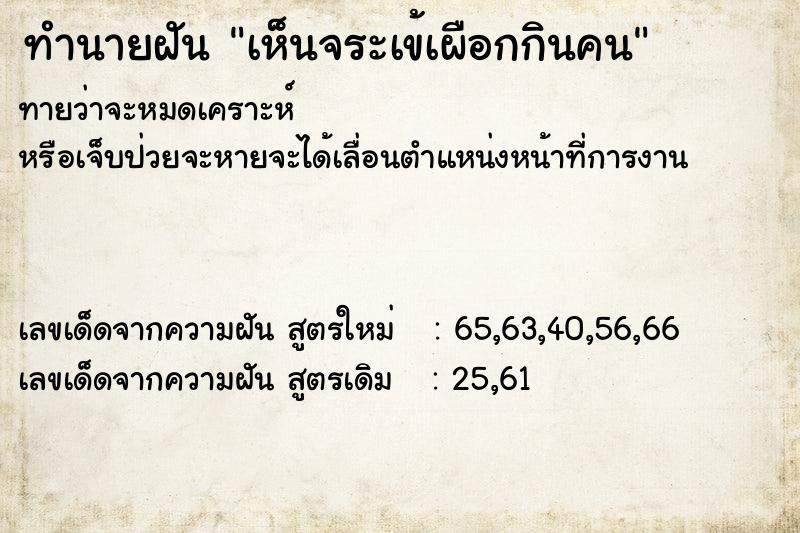 ทำนายฝันทำนายฝันเห็นจระเข้เผือกกินคน