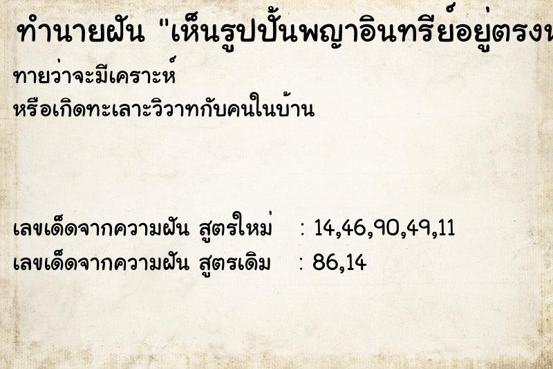 ทำนายฝันทำนายฝันเห็นรูปปั้นพญาอินทรีย์อยู่ตรงหน้า