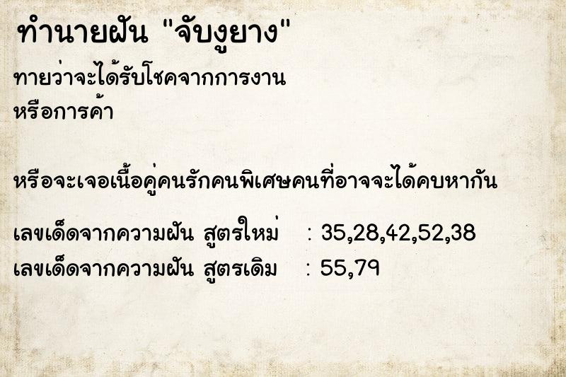 ทำนายฝันทำนายฝันจับงูยาง