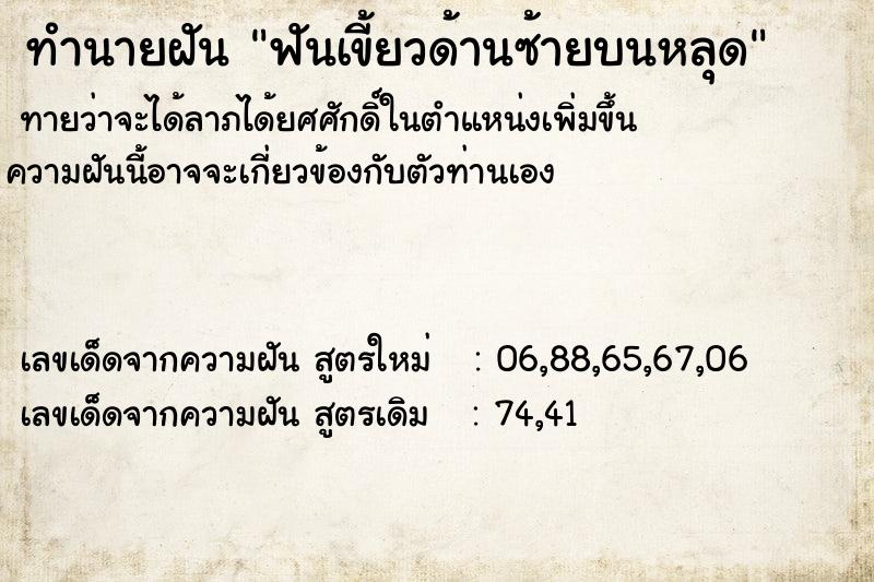 ทำนายฝันฟันเขี้ยวด้านซ้ายบนหลุด ทำนายฝันทำนายฝันฟันเขี้ยวด้านซ้ายบนหลุด