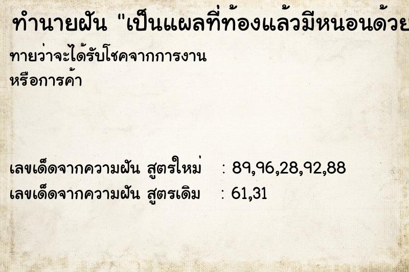 ทำนายฝันเป็นแผลที่ท้องแล้วมีหนอนด้วย ทำนายฝันทำนายฝันเป็นแผลที่ท้องแล้วมีหนอนด้วย