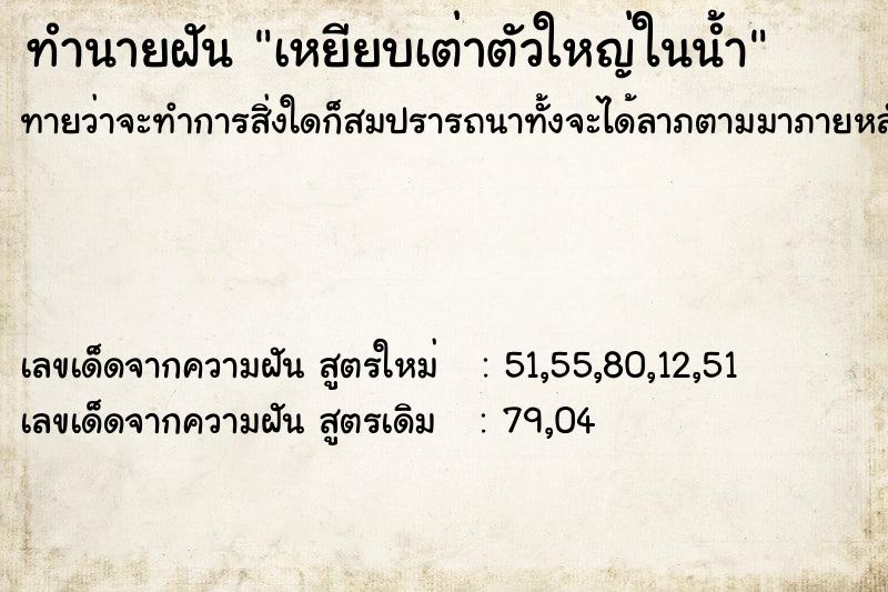 ทำนายฝันเหยียบเต่าตัวใหญ่ในน้ำ ทำนายฝันทำนายฝันเหยียบเต่าตัวใหญ่ในน้ำ