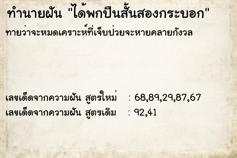 ทำนายฝันได้พกปืนสั้นสองกระบอก ทำนายฝันทำนายฝันได้พกปืนสั้นสองกระบอก