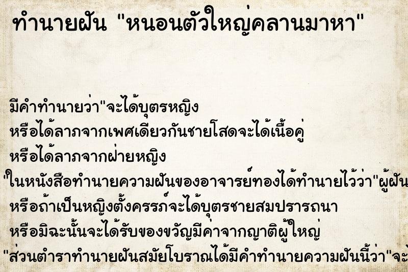 ทำนายฝันหนอนตัวใหญ่คลานมาหา ทำนายฝันทำนายฝันหนอนตัวใหญ่คลานมาหา