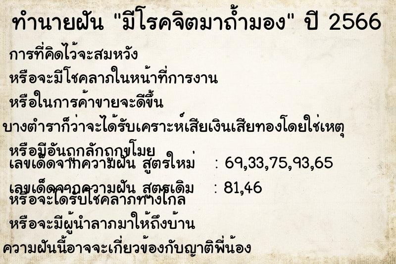 ทำนายฝัน มีโรคจิตมาถ้ำมอง ทำนายฝัน มีโรคจิตมาถ้ำมอง
