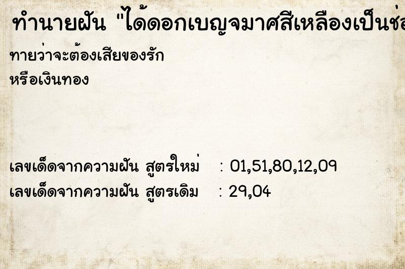 ทำนายฝันทำนายฝันได้ดอกเบญจมาศสีเหลืองเป็นช่อใหญ่