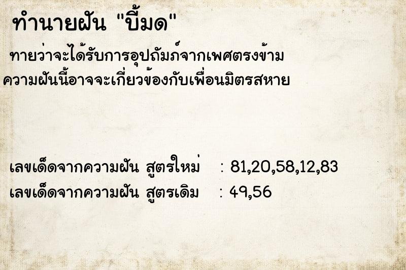 ทำนายฝันบี้มด ทำนายฝันทำนายฝันบี้มด