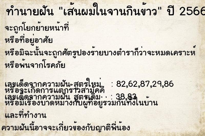 ทำนายฝัน เส้นผมในจานกินข้าว ทำนายฝัน เส้นผมในจานกินข้าว