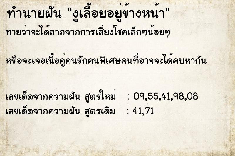 ทำนายฝันงูเลื้อยอยู่ข้างหน้า ทำนายฝันทำนายฝันงูเลื้อยอยู่ข้างหน้า