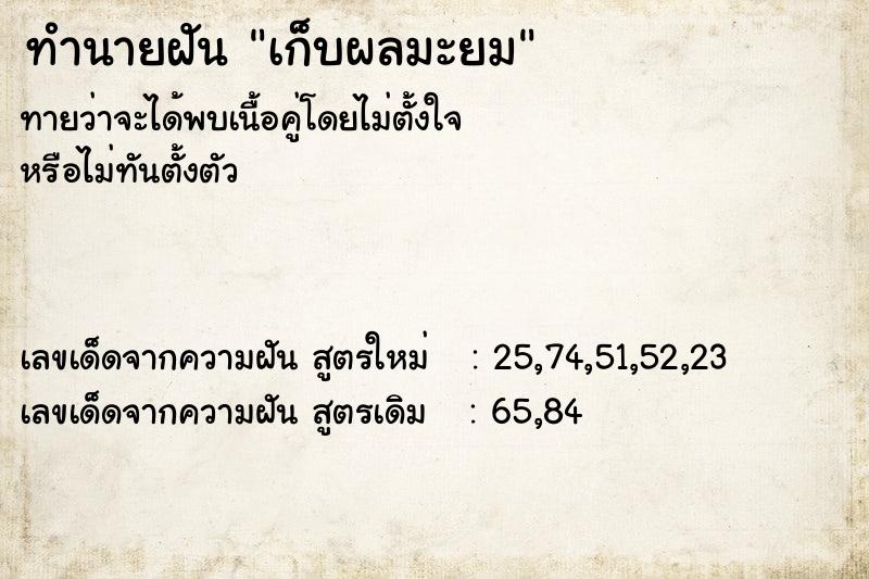 ทำนายฝันทำนายฝันเก็บผลมะยม