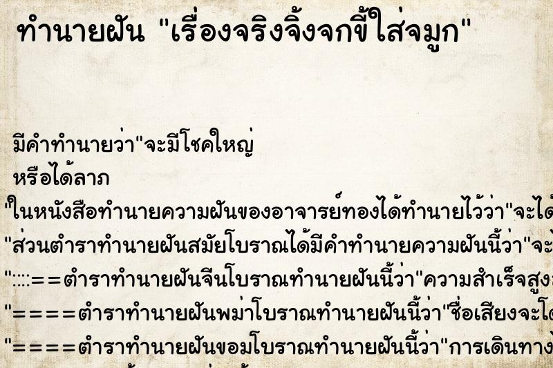 ทำนายฝัน เรื่องจริงจิ้งจกขี้ใส่จมูก ทำนายฝัน เรื่องจริงจิ้งจกขี้ใส่จมูก