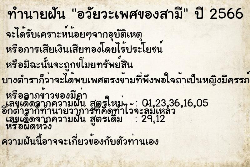 ทำนายฝัน อวัยวะเพศของสามี ทำนายฝัน อวัยวะเพศของสามี