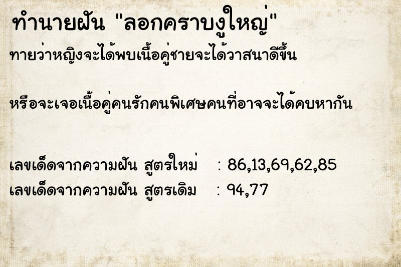 ทำนายฝันลอกคราบงูใหญ่ ทำนายฝันทำนายฝันลอกคราบงูใหญ่