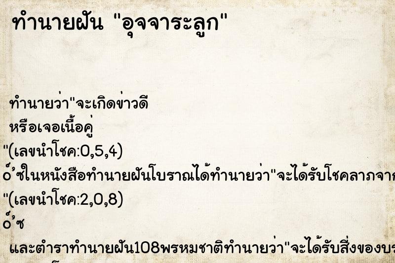 ทำนายฝัน อุจจาระลูก ทำนายฝัน อุจจาระลูก