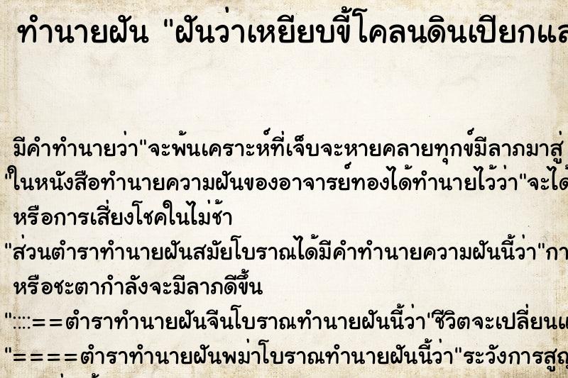 ทำนายฝันฝันว่าเหยียบขี้โคลนดินเปียกและล้างเท้า ทำนายฝันทำนายฝันฝันว่าเหยียบขี้โคลนดินเปียกและล้างเท้า