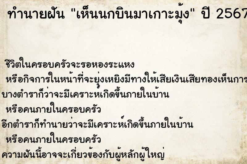 ทำนายฝันทำนายฝันเห็นนกบินมาเกาะมุ้ง
