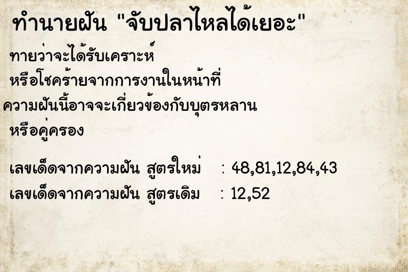ทำนายฝันจับปลาไหลได้เยอะ ทำนายฝันทำนายฝันจับปลาไหลได้เยอะ