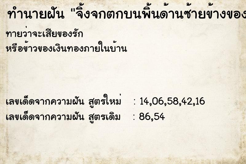 ทำนายฝันทำนายฝันจิ้งจกตกบนพิ้นด้านซ้ายข้างของตนที่นั่ง