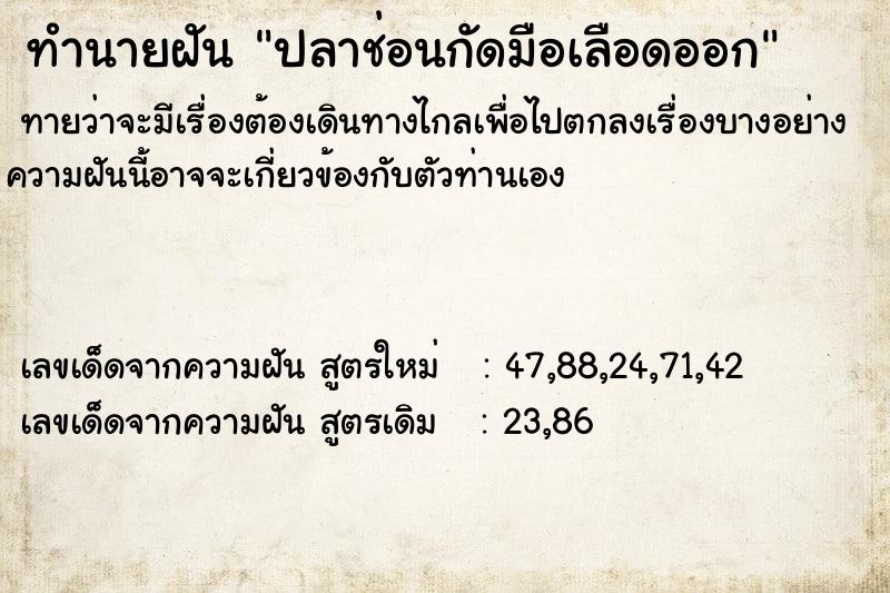 ทำนายฝันทำนายฝันปลาช่อนกัดมือเลือดออก