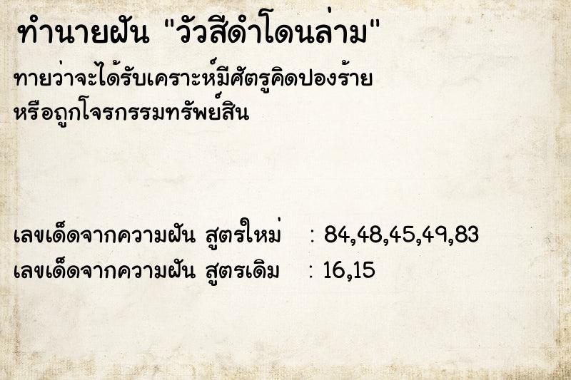 ทำนายฝันทำนายฝันวัวสีดำโดนล่าม