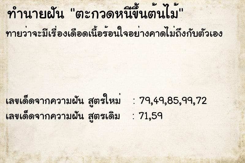 ทำนายฝันทำนายฝันตะกวดหนีขึ้นต้นไม้