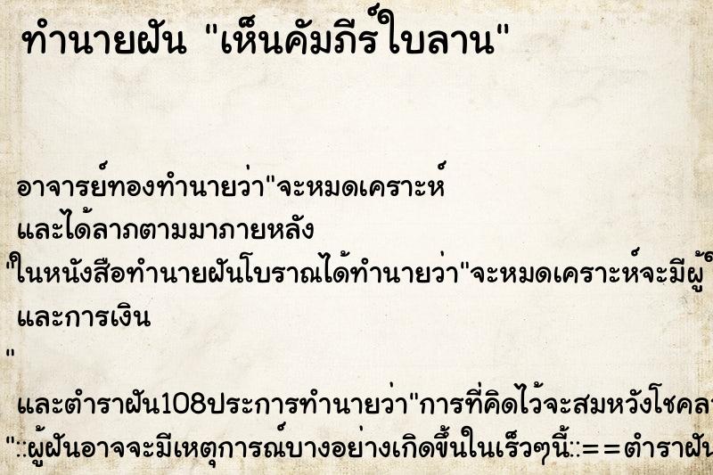 ทำนายฝันเห็นคัมภีร์ใบลาน ทำนายฝันทำนายฝันเห็นคัมภีร์ใบลาน