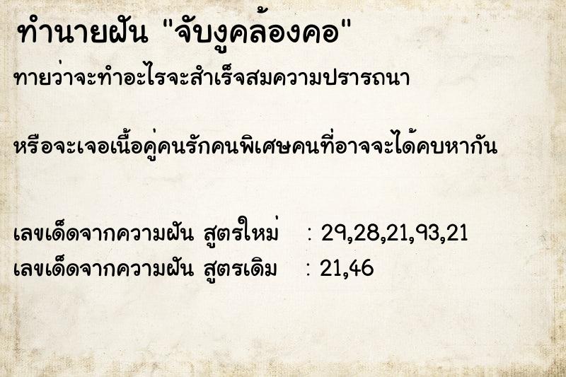ทำนายฝันทำนายฝันจับงูคล้องคอ