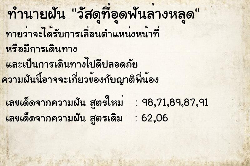 ทำนายฝันทำนายฝันวัสดุที่อุดฟันล่างหลุด