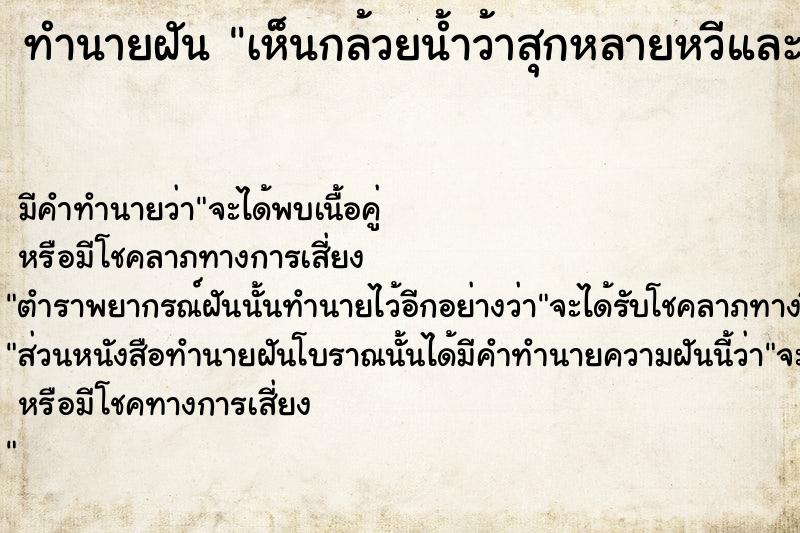 ทำนายฝันเห็นกล้วยน้ำว้าสุกหลายหวีและกล้วยน้ำว้าดิบ1เครือ ทำนายฝันทำนายฝันเห็นกล้วยน้ำว้าสุกหลายหวีและกล้วยน้ำว้าดิบ1เครือ