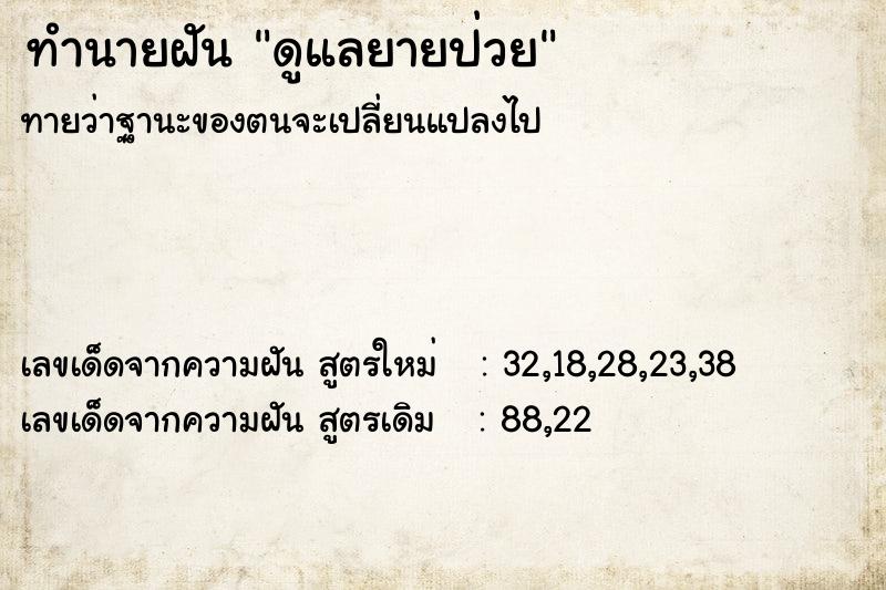 ทำนายฝัน ดูแลยายป่วย