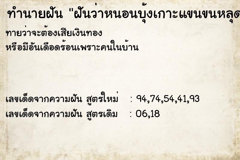 ทำนายฝันทำนายฝันฝัันว่าหนอนบุ้งเกาะแขนขนหลุดติดตามตัว