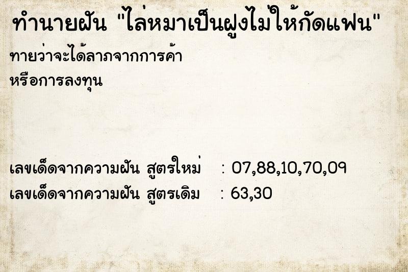 ทำนายฝันทำนายฝันไล่หมาเป็นฝูงไม่ให้กัดแฟน