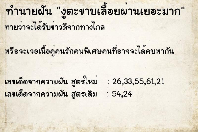 ทำนายฝัน งูตะขาบเลื้อยผ่านเยอะมาก ทำนายฝัน งูตะขาบเลื้อยผ่านเยอะมาก