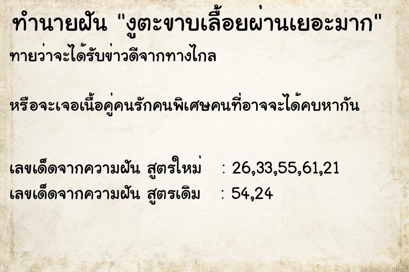 ทำนายฝัน งูตะขาบเลื้อยผ่านเยอะมาก ตำราโบราณ แม่นที่สุดในโลก