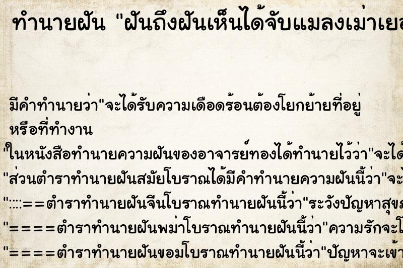 ทำนายฝันทำนายฝันฝันถึงฝันเห็นได้จับแมลงเม่าเยอะมาก