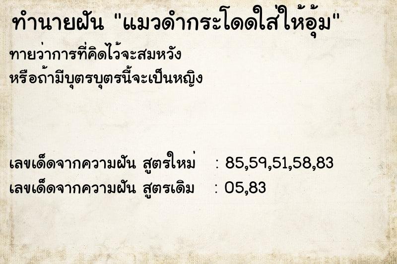 ทำนายฝันทำนายฝันแมวดำกระโดดใส่ให้อุ้ม