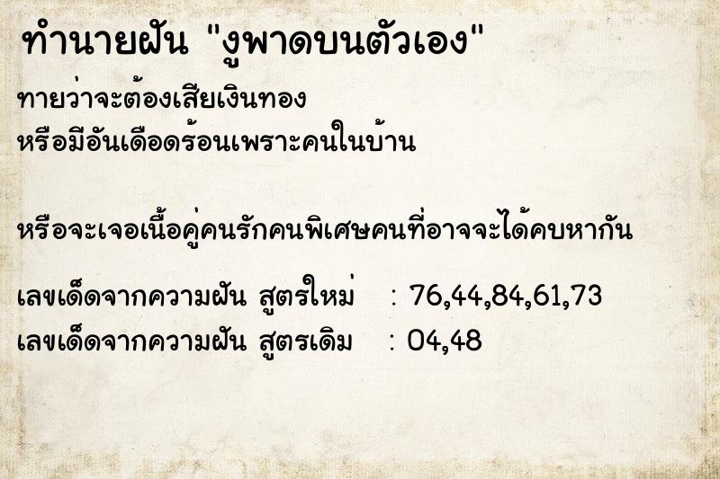 ทำนายฝันทำนายฝันงูพาดบนตัวเอง
